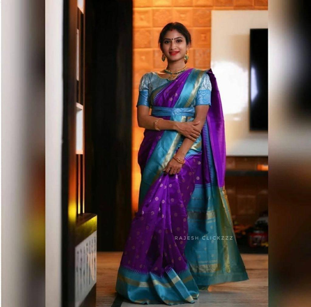 Mesmerizing Purple Soft Silk Saree With Awesome Blouse Piece